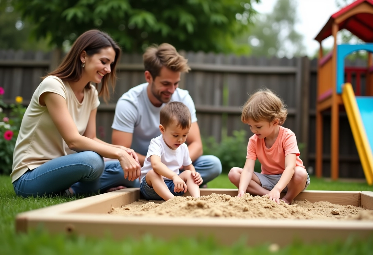 Famille avec enfants jouant dans l