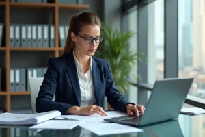 Femme d'affaires organisée dans un bureau moderne