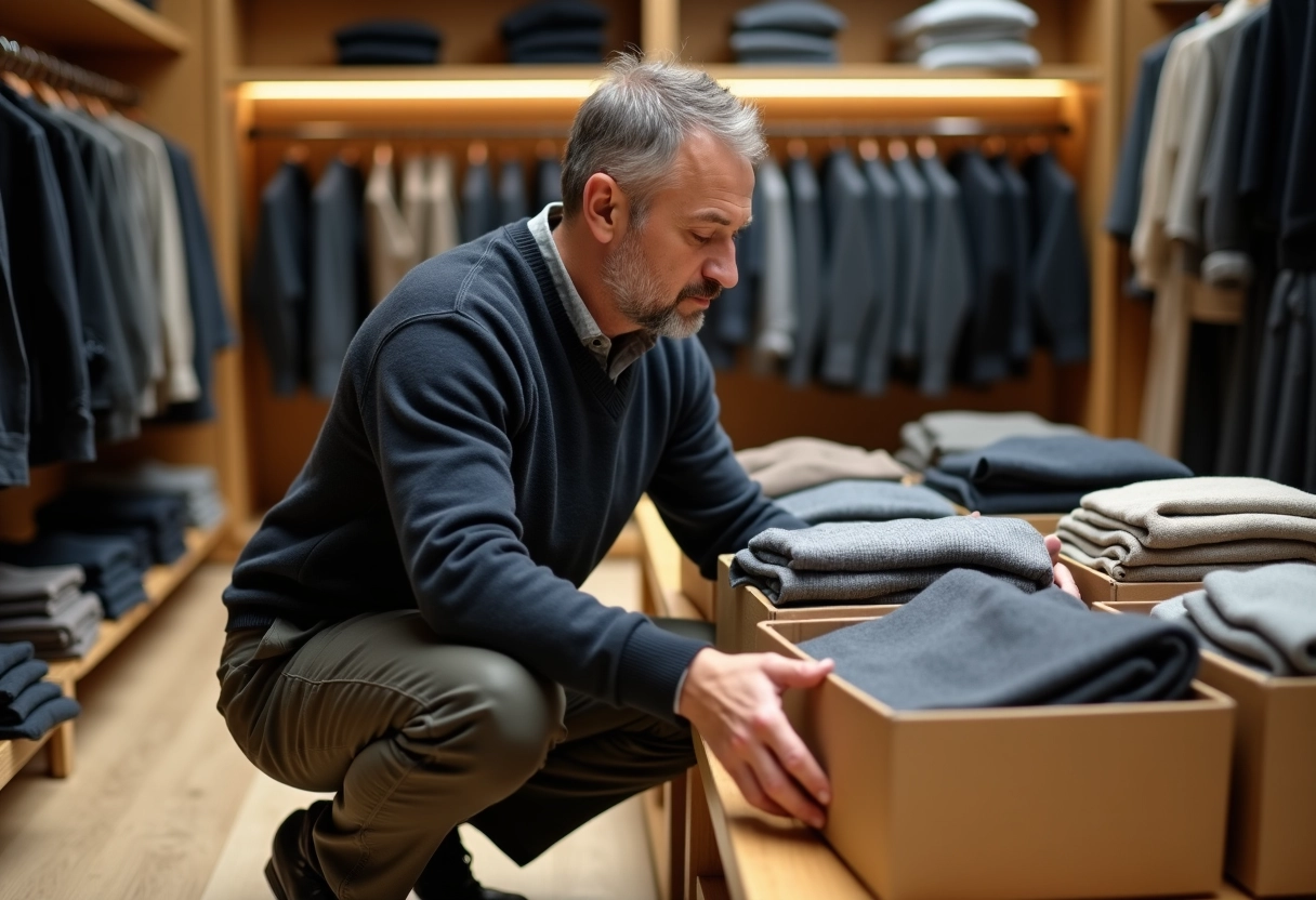 Homme gérant un magasin en transition