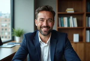 Portrait d'un homme d'affaires confiant dans un bureau moderne